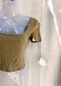 Ribbed Square Neck Cropped Top