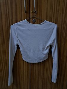H&amp;M basic white crop top full sleeves