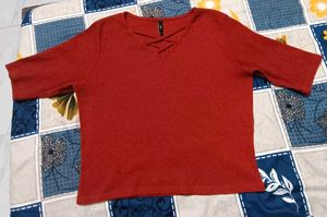 Rio Rust Colour Neck Design Ripped Top