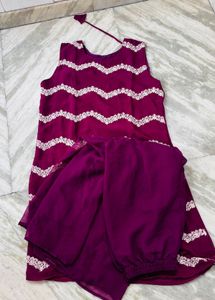 Beautiful Purple Kurta Set with White Embroidery