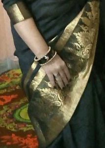 Elegant Black &amp; Gold Saree