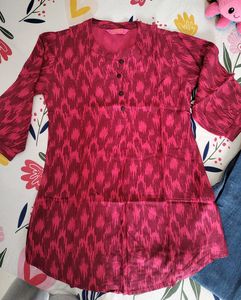 Pink Ikat Print Kurta