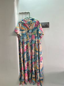 Vibrant Abstract Print Midi Dress