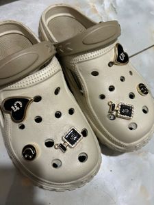 Stylish Cream Clogs with Charms