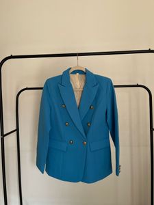 ROYAL BLUE SHEIN DOUBLE BREASTED BLAZER