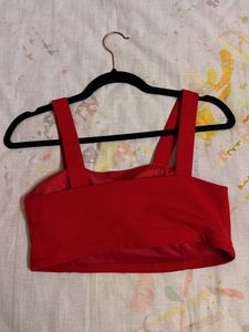 Red Square Neck Crop Top