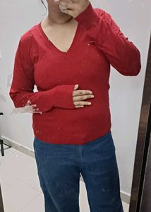 Cozy Red V-Neck Sweater