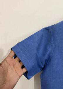 Men's Blue Linen Blend Shirt