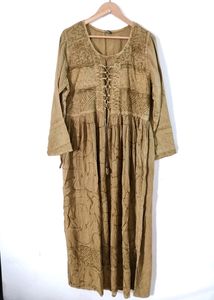 Boho Lace-Up Maxi Dress