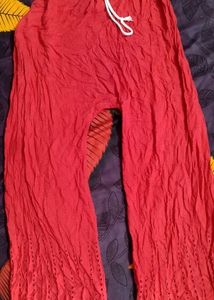 Red palazzo with shiffi work
