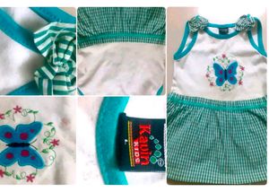 Kavin Kids Green &amp; White Butterfly Top