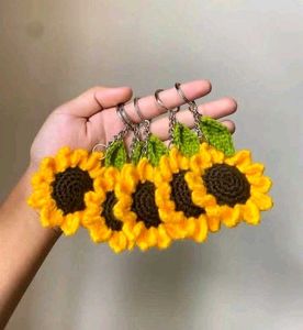 Handmade Crochet Sunflower Keychains