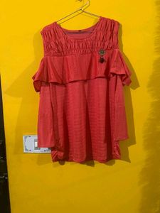 Ruffled Cold Shoulder Tunic Top