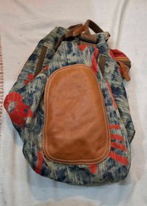 Unique Printed Hobo Bag with Leather Accents