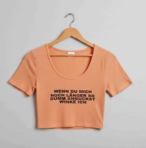 Ribbed Crop Top - German Slogan