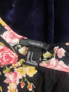 FOREVER 21 Black Floral Smocked Top
