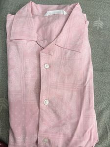 Pink Paisley Print Button-Up Shirt