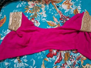 Rani Pink Banarasi Saree With Heavy Work