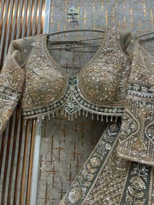 💫Beige Golden Lehga For Engagement 💫