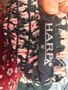 Floral Print A line Slit Dress with Puff Sleeves