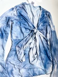 Tie-Front Blue Tie-Dye Top