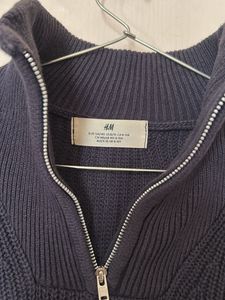 Men's Navy Blue Zip Neck Sweater
