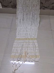 Elegant White &amp; Green Striped Dupatta of 1