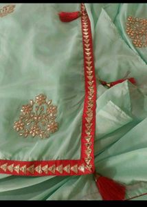 Elegant Red saree with Embellishments