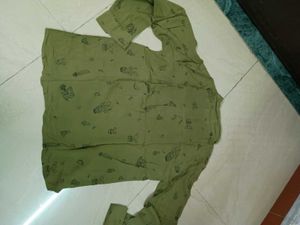 Olive Green Cactus Print Shirt – Casual &amp; Stylish