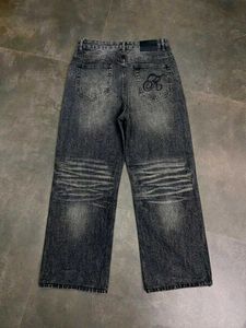 Stylish grey acid-wash baggy jeans
