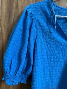 Vibrant Blue Textured Wrap top
