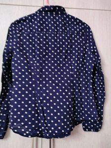 Dressberry cotton Chic Navy Polka Dot shirt