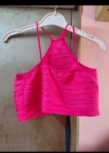 Bright Pink Textured Crop Top