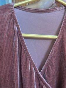 Velvet Wrap Dress with Ruched Side