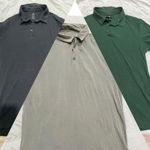 combo of 3 Men's H&M Polo Shirts darkgreen grey an