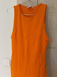 Vibrant Orange Sleeveless Mini Dress