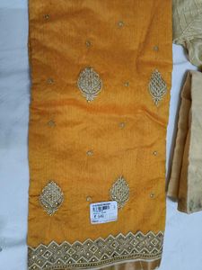 Elegant Mustard Embroidered Dress Material