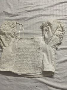 White Broderie Anglaise Crop Top