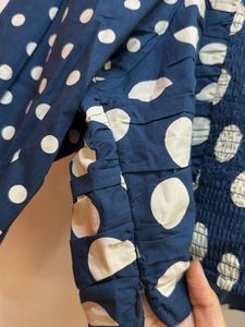 Navy Blue Polka Dot Crop Top