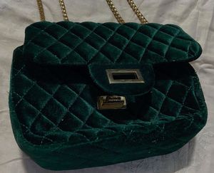 Emerald Green Velvet Shoulder Bag
