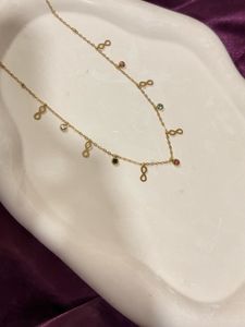 Gold Infinity Necklace with Colorful Gems