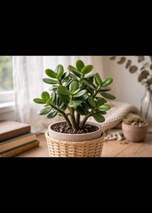 Jade Plant in Woven Pot