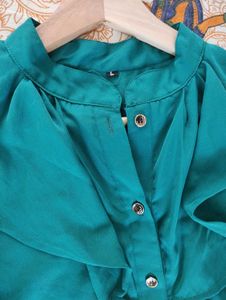 Full Sleeve Shirt Top For Women, Green