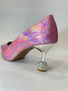 Holographic Pink Party Wear Heels For Women