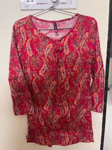 Red Paisley Print Top
