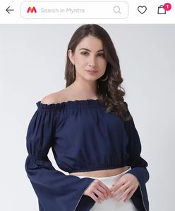 Chic Navy Blue Off-Shoulder Crop Top