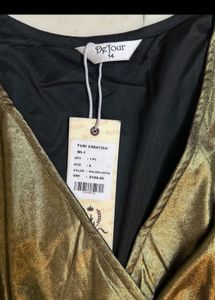 Metallic Gold Wrap Dress