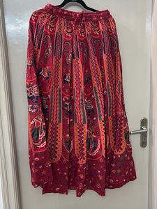 Rajasthani Bohemian Print Maxi Skirt Red