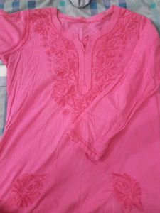 Pink Embroidered Kurta