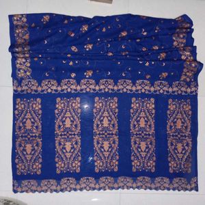 beautiful blue printed saree